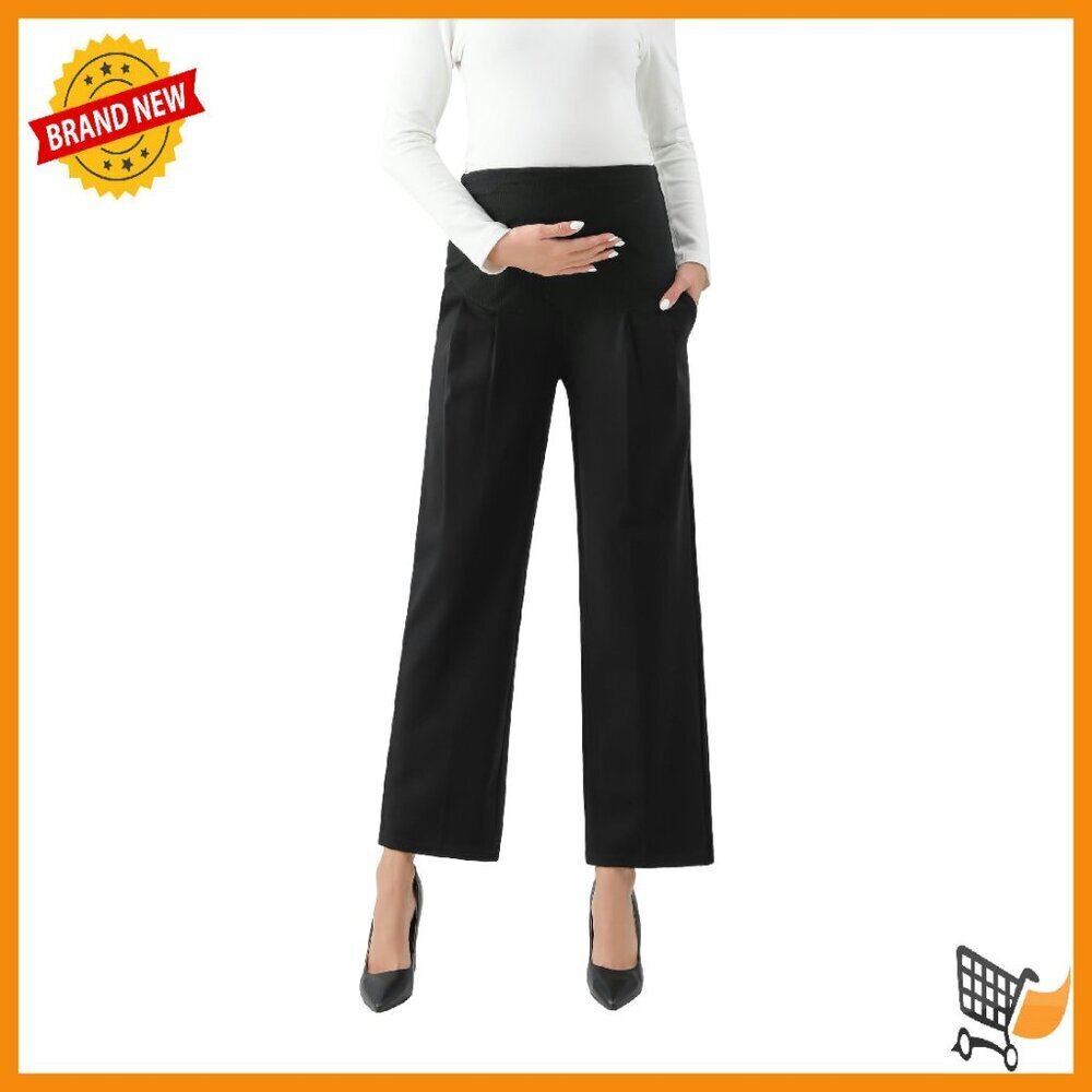 Maternity Stretch Pants Over-Bump Capris Work Casual Comfortable